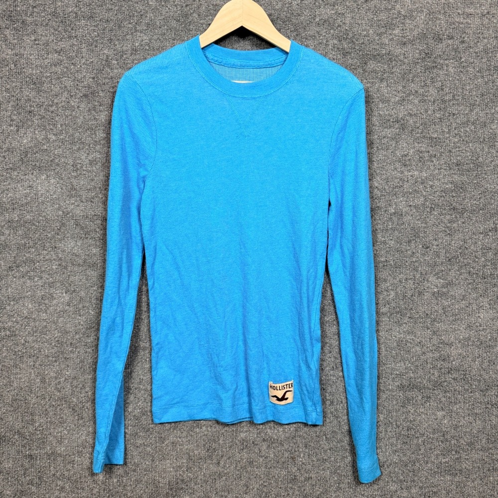 Hollister Mens Size Medium Tee Sky‎ Blue Cotton Blend Pullover Logo Lightweight